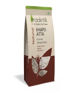 Praakritik Natural Khapli Wheat Atta 1 Kg, Emmer Wheat Flour, High Fiber, Low Gluten & Diabetes-Friendly, Ancient Grain, Easy Digestion