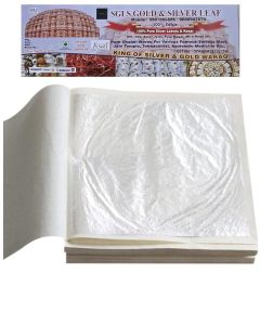 Gold leaf company Leaf Silver Leaf 999 Pure Silver Leaf Varakh Foils 50pcs 4 x 6 Inch for Sweets DecoCake BakingChocolateSupariSerumsAyurvedic