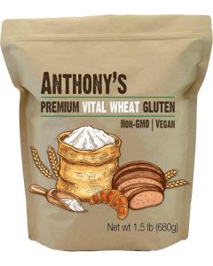 Anthony's Premium Vital Wheat Gluten, 1.5 lb - High Protein Flour, Vegan, Non-GMO, Keto Friendly
