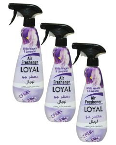 Loyal White Woods & Lavender Fragrance Air Freshener For Home, Office, Inside Car, 3x450ml