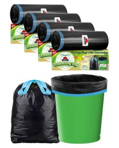 Shalimar 120 Pcs - 5 Gallon Drawstring Garbage Bag, Lavender Fragrance – Leak-Proof Dustbin/Trash/Waste Bags – 43 x 50 cm – Fits 4 to 5 Gallon Bins – Black