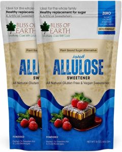 Bliss of Earth Allulose Sweetener Powder 454g, Pack of 2, Natural Sugar Alternative, Zero Sugar, Zero Calories & Zero Glycemic Index, Keto Friendly, Vegan & Gluten Free, Perfect for Coffee, Tea, Baking & Desserts