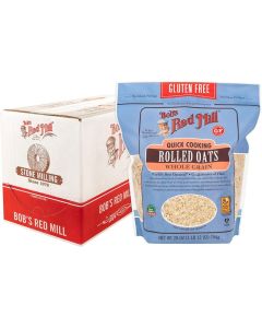 Bob's Red Mill Gluten Free Quick Cooking Rolled Oats, 28oz (Pack of 4) - Non GMO, Whole Grain, Vegan, Kosher