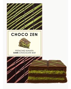 Choco Zen Premium Pistachio Kunafa Dark Chocolate Bar 100g
