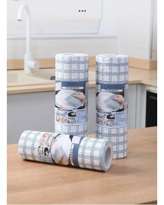 Packs of 2 Kitchen Disposable Wipes, 30 Per Roll, Wet and Dry Chequered Print, 20 x 20cm