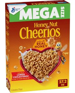 Honey Nut Cheerios Mega Size Cereal - Heart Healthy Gluten Free Breakfast with Real Honey, 27.2 oz