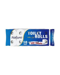 Toilet Rolls 200 Sheets X 2 Ply Pack of 10 White
