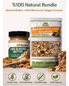 %100 Natural, Gluten-Free, NO Sugar added Wild Berries & Collagen Granola-300gr. & %100 Natural Almond Butter, Sugar Free, Gluten Free, High Protein-200 gr Bundle
