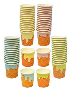 Gift Boutique 60 Ice Cream Cone Treat Snack Cups 10oz Disposable Paper Cup Dessert Frozen Sundae Bowls Pink Blue Yellow Green Birthday Party Supplies