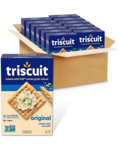 Triscuit Original Whole Grain Wheat Crackers - Vegan Snack, 12 Boxes of 8.5 oz Each