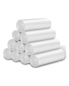 Houzi Garbage Bags, 100 Count, 50x60cm, White HDPE, Leak Proof & Tear-Resistant