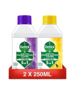 Dettol Washing Machine Cleaner 5-in-1, 250ml x2 Combo – Lavender & Lemon Breeze, Detergent Drawer & Laundry Drum Descaler