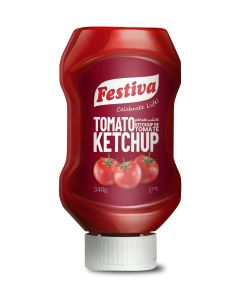 Premium Tomato Ketchup 340g Squeezy Upside Down Bottle - Rich Tomato Sauce for Burgers, Sandwiches, Fries and Snacks - Cooking and Dipping Sauce