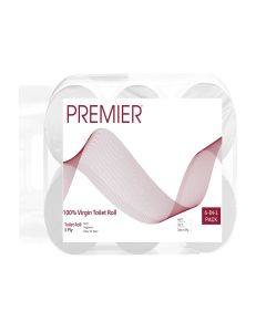 Premier 3 Ply Toilet Tissue Roll (1800 Pulls) / 300 Pulls x 6 Rolls / Biodegradable, Clog Free, Flushable, Easy to Tear / Extra Absorbent Toilet Paper Roll for Home, Office, Bathroom Tissue