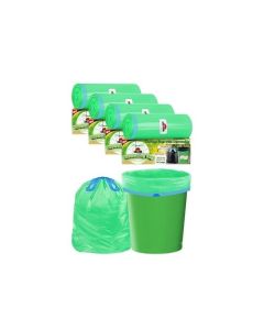 Shalimar Premium OXO Biodegradable Drawstring Garbage Bag, 120 Bags, 48x56 cm, Green, Heavy Duty Leak Proof Lavender Scented Trash Bags for Home and Office Use