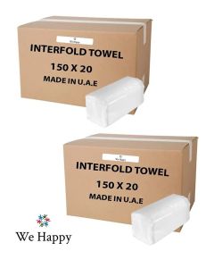 Best Quality Interfold Tissue Papers Washroom Disposable Hand Towel 6000 PCs Best to use in House, Offices, Hospitals or in Cars 150 Pcs X 40 Boxes