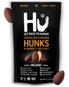 Hu Hunks Vegan Chocolate Covered Almonds with Sea Salt - 2 Pack, Organic Dark Chocolate, Non-GMO, Gluten Free, Paleo