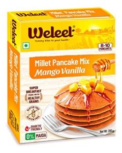 Weleet Millet Pancake Mix / Mango Vanilla Flavour / Pancake Mix Powder, 0% Maida, Gluten Free, Diabetic Friendly - 200 gm, Pack of 1