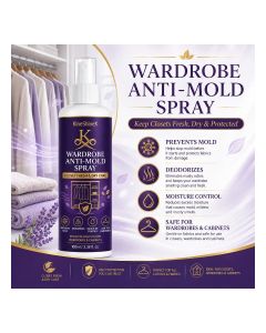 KineShineX Wardrobe Anti-Mold Spray, 100ml Closet Mildew Prevention Mist, Moisture Control & Deodorizer, Eliminates Musty Odors, Safe Spray for Wardrobes, Cabinets, Drawers & Fabrics