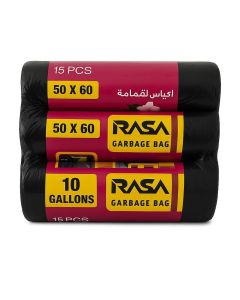 Rasa Small Garbage Bags – 10 Gallons, 50x60cm, 15 Pcs Per Roll x 3 Rolls (Black) / Leak-Resistant, Eco-Friendly, Jasmine Scented