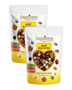 Happiness Heart Healthy Premium Nuts Trail Mix 150g x 2 / Omega 3 / High Energy Boost / Mixed Nuts, Seeds & Dried Fruits / Fiber & Antioxidants / Twin Bundle