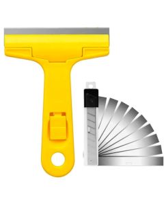 GION Portable Cleaning Shovel Cutter for Glass Floor Tiles Scraper with 3pcs Blades Paint Labels Stove Scraper Cleaning Hand Tools 1Pcs