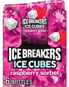 Ice Breakers Sugar Free Ice Cubes Raspberry Sorbet Chewing Gum - 6 Bottles, 3.24 Oz Each