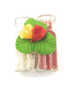 BDS Creations Roli Chawal in Mini Glass Bottles Kumkum for Puja Gift Rakhi Festival Raksha bandhan and Bhai Dooj Set of 2