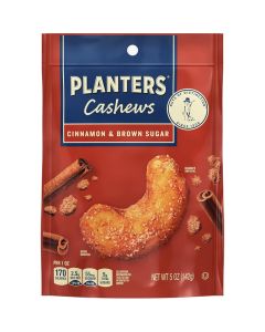 PLANTERS Cashews with Cinnamon & Brown Sugar - Sweet and Crunchy Snack Pack - 5 Oz