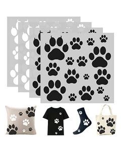 Whaline 4 Sheet Dog Paw Iron On Transfers Patches Black White Pet Paw Heat Transfer Iron Patches Cute Paw Print Heat Transfer Stickers for Dog Lovers Clothing Fabric DIY Craft Costume Decor