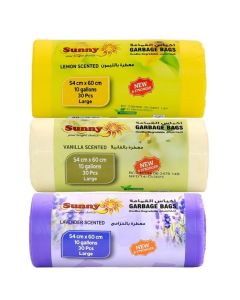 Scented Garbage Bags Combo Vanilla, Lemon, Lavender 10 Gallons 54cm x 60cm (30 x 3) 90 Pieces OXO-Biodegradable