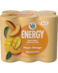 V8 Energy Peach Mango Energy Drink 8 fl oz Can 6 Pack