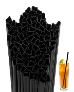 Potchen Christmas Plastic Ghost Shaped Straws Disposable Drinking Straw Bulk for Christmas Party Cocktail Spooky Party Supplies(Black,100 Pcs)