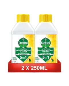 Dettol Washing Machine Cleaner 5-in-1, 250ml Lemon Breeze, Detergent Drawer & Laundry Drum Descaler, Pack of 2