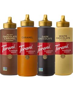 Torani Puremade Dessert & Drink Sauce Variety Pack - Chocolate Caramel, Dark Chocolate, White Chocolate & Caramel - 16.5 fl oz (Set of 4)
