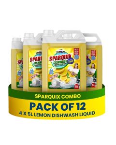 20 L Lemon Dish Washing Liquid - 4 Packs of 5L - Kitchen Dish Wash Gel - Tough on Oily & Grease - Gentle on Hands