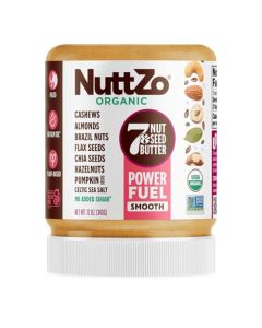 NuttZo Organic Power Fuel 7 Nuts and Seeds Butter Smooth Paleo and Keto Friendly Peanut and Gluten Free Vegan Kosher No Added Sugar or Oil 12 oz Jar
