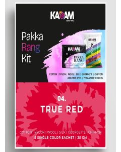 Kadam Pakka Rang Fabric Dye Colour / 25g Pack / Includes DyFix Color Fixer / Permanent Fabric Dyes for Old Faded Jeans and Clothes (True Red)