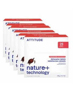ATTITUDE Dishwasher Pods PlantBased Vegan PhosphateFree Detergent Tablets Naturally Derived Unscented 26 Count Pack of 6