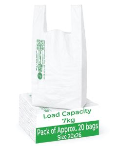 ECOZ Compostable & Biodegradable Carry Bags / Eco-Friendly Plastic-Free Shopping Bag for Grocery, Food, Retail & Vegetables / 20x26 Inch / Approx Pack of 20 / Load 7kg Capacity / for Supermarket