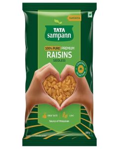 Tata Sampann Pure Raisins Without Seed Kishmish Potassium Source Dried Fruit 500g