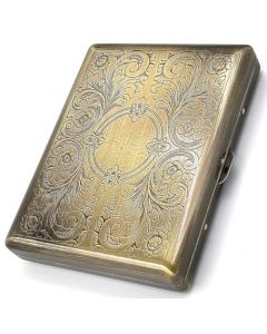 Retro Cigarette Case Victorian Style Metal Holder for Regular King and 100s Size Credit Card Holder Pocket Large with Etched Pattern RFID Protective Security Wallet EL100AB Antique Brass