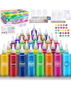 PATIFEED Tie Dye Kit for Kids and Adults 32 Colours 80ML Bottles Tye Dye Kits Tyedyedye Kit Gifts for Girls and Boys Large Groups Activities Handmade Party