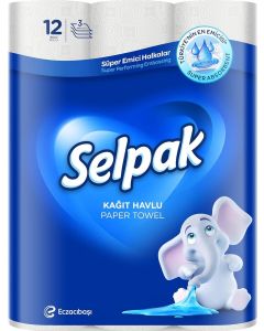 Selpak 3 Ply Kitchen Paper Towel 12 Rolls 80 Sheets