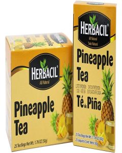 Herbacil Pineapple Tea, Herbal Tea with Dehydrated Pineapple Fruit, Caffeine - Free, 2-Pack of 25 bags per box (50 Tea Bags)