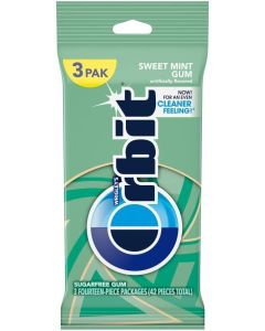 ORBIT Sweet Mint Sugar Free Chewing Gum - 3 Packs of 14 Pieces (42 Total Pieces)