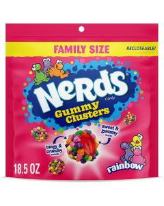 Nerds Gummy Clusters Candy, Rainbow Flavor, Sweet and Crunchy, Family Size 18.5 Oz