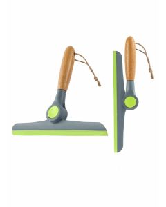2 Pack Foldable Window Squeegee Cleaner Tool Multipurpose Wooden Handle Rubber Wiper Blades for Bathroom Cleaning