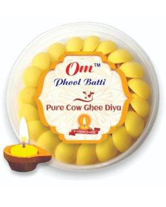 Om Phool Batti 100 Pcs Cow Ghee Diya Batti for Puja 30 min Burning Time 100 Wax Free Pooja Ghee Batti for Home Decoration Festivals Religious Rituals Readymade Cotton Wicks