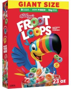 Kellogg's Froot Loops Breakfast Cereal, Giant Size, 23oz Box - Fruity Flavor Kids Cereal